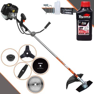 Roçadeira Profissional Terra Grh520 À Gasolina 52cc 2,5hp + Faca 3 Pontas 255mm + Faca 40 Dentes 255mm + Faca 80 Dentes