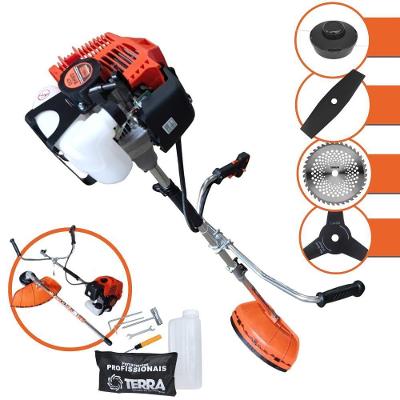 Roçadeira Profissional Lateral Terra Grhb430 À Gasolina 43cc 2t 1,7hp + Faca 3 Pontas Duraline 255mm 2,9mm + Faca 40 De