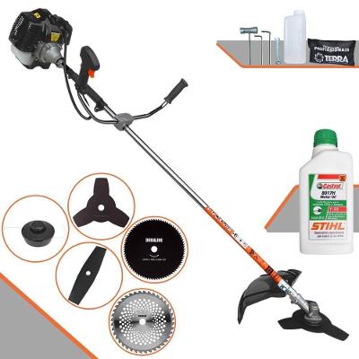 Roçadeira Profissional Terra Grh430 À Gasolina 43cc 1,7hp + Faca 3p Duraline + Faca 40d Duraline + Faca 80d Duraline +