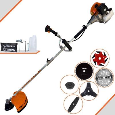 Roçadeira Profissional Terra Grhb430 À Gasolina 43cc 2t 1,7hp + Faca 3 Pontas 255mm + Faca 40 Dentes 255mm + Faca 80 De