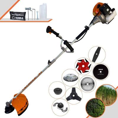 Roçadeira Profissional Terra Grhb430 À Gasolina 43cc 2t 1,7hp + Faca 3 Pontas + Faca 40 Dentes + Faca 80 Dentes+ Faca 6