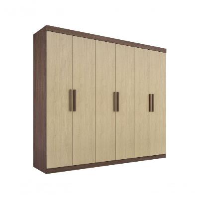 Guarda Roupa Casal Colibri 6 Portas 6 Gavetas Sem Pés - D' Doro Castanho/linho