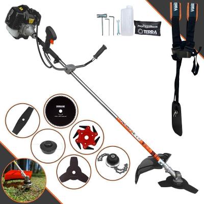 Roçadeira Profissional Lateral Terra Grh430 À Gasolina 43cc 2t 1,7hp + Faca 2 Pontas 330mm + Faca 80 Dentes 255mm + Tri