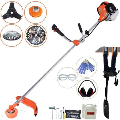 Roçadeira Profissional Lateral Terra Gr520xp À Gasolina 52cc 2t 2,5hp + Faca 3 Pontas 255mm 2,9mm + Escova Rotativa 38