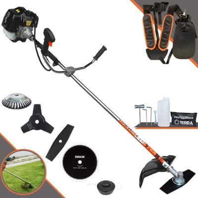 Roçadeira Terra Grh520 À Gasolina 52cc 2,5hp + Faca 3p Duraline 255mm 2,9mm + Faca 80d Duraline 255mm 1,5mm