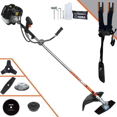 Roçadeira Terra Grh520 À Gasolina 52cc 2,5hp + Faca 3p Duraline 255mm 2,9mm + Faca 80d Duraline 255mm 1,5mm