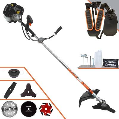 Roçadeira Profissional Lateral Terra Grh430 À Gasolina 43cc 1,7hp + Faca 2 Pontas + Faca 40 Dentes + Faca 80 Dentes + F
