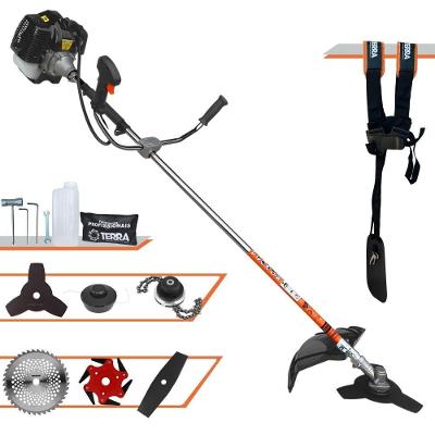 Roçadeira Profissional Lateral Terra Grh430 À Gasolina 43cc 2t 1,7hp + Faca 2 Pontas 330mm + Faca 40 Dentes 255mm + Tri