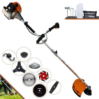 Roçadeira Profissional Terra Grhb430 À Gasolina 43cc 2t 1,7hp + Faca 3 Pontas + Faca 40 Dentes + Faca 80 Dentes+ Faca 6