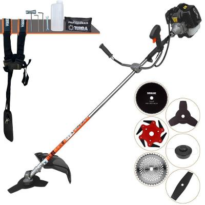 Roçadeira Profissional Lateral Terra Grh430 À Gasolina 43cc 1,7hp + Faca 2 Pontas + Faca 40 Dentes + Faca 80 Dentes + F