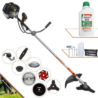 Roçadeira Terra Grh430 À Gasolina 43cc 1,7hp + Faca 2 Pontas + Faca 40 Dentes + Faca 80 Dentes + Faca 6 Pontas