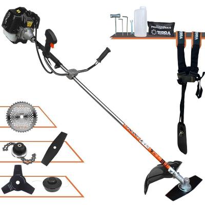 Roçadeira Profissional Lateral Terra Grh520 À Gasolina 52cc 2t 2,5hp + Faca 3 Pontas 255mm 2,9mm + Faca 40 Dentes 255mm