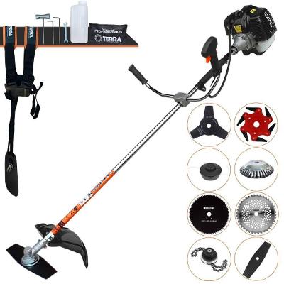 Roçadeira Profissional Terra Grh520 À Gasolina 52cc 2,5hp + Faca 3 Pontas + Faca 40 Dentes + Faca 80 Dentes + Faca 6 Po