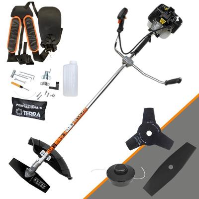 Roçadeira Profissional Lateral Terra Grh520 À Gasolina 52cc 2t 2,5hp + Faca 3 Pontas Duraline 255mm 2,9mm - 255253pju