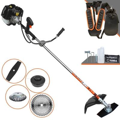Roçadeira Profissional Lateral Terra Grh520 À Gasolina 52cc 2t 2,5hp + Faca 40 Dentes Duraline 255mm 2mm + Escova Rotat