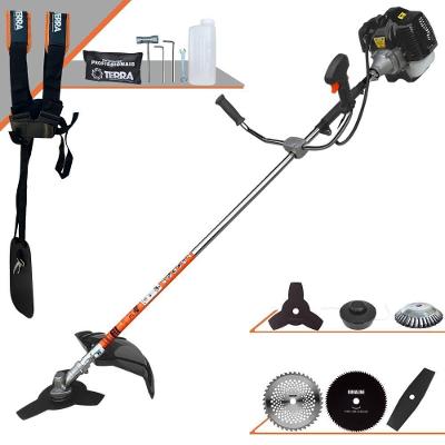 Roçadeira Profissional Terra Grh430 À Gasolina 43cc 1,7hp + Faca 2p Duraline + Faca 40d Duraline + Faca 80d Duraline +