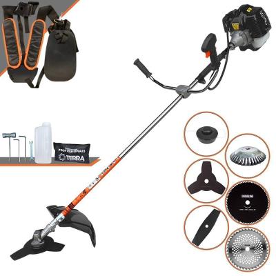 Roçadeira Profissional Terra Grh430 À Gasolina 43cc 1,7hp + Faca 2p Duraline + Faca 40d Duraline + Faca 80d Duraline +