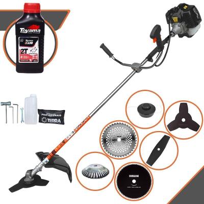 Roçadeira Profissional Terra Grh430 À Gasolina 43cc 1,7hp + Faca 2 Pontas + Faca 40 Dentes+ Faca 80 Dentes + Escova 38c