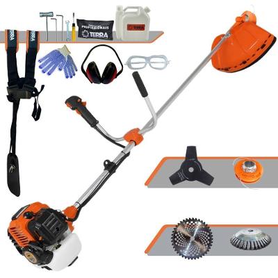 Roçadeira Profissional Lateral Terra Gr520xp À Gasolina 52cc 2t 2,5hp + Faca 3 Pontas 255mm 2,9mm + Escova Rotativa 38