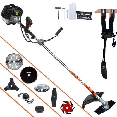 Roçadeira Profissional Terra Grh520 À Gasolina 52cc 2,5hp + Faca 3 Pontas + Faca 40 Dentes + Faca 80 Dentes + Faca 6 Po