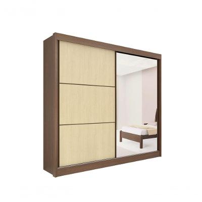 Guarda Roupa Titanium 2 Portas 6 Gavetas Com Espelho Sem Pés D' Doro Castanho/linho