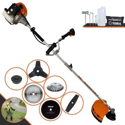 Roçadeira Profissional Terra Grhb430 À Gasolina 43cc 2t 1,7hp + Faca 3 Pontas + Faca 40 Dentes + Faca 80 Dentes + Escov
