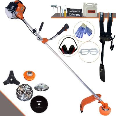 Roçadeira Profissional Lateral Terra Gr520xp À Gasolina 52cc 2t 2,5hp + Faca 3 Pontas 255mm + Faca 80 Dentes 255mm + Es