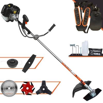 Roçadeira Profissional Lateral Terra Grh520 À Gasolina 52cc 2t 2,5hp + Faca 3 Pontas 255mm 2,9mm + Faca 40 Dentes 255mm
