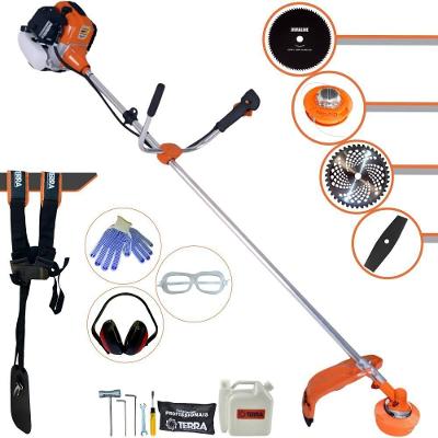 Roçadeira Profissional Lateral Terra Gr520xp À Gasolina 52cc 2t 2,5hp + Faca 2 Pontas Duraline 330mm + Faca 80 Dentes D