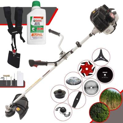 Roçadeira Kawashima Kw43le À Gasolina 43cc 1,7hp + Faca 2p + Faca 40d + Faca 80d + Faca 6p + Escova 38c + Trimmer + Óleo