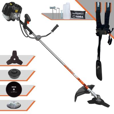 Roçadeira Profissional Lateral Terra Grh430 À Gasolina 43cc 1,7hp + Faca 80 Dentes Duraline 255mm 1,5mm + Escova Rotati