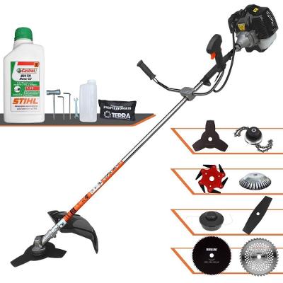 Roçadeira Terra Grh430 À Gasolina 43cc 1,7hp + Faca 2 Pontas + Faca 40 Dentes + Faca 80 Dentes + Faca 6 Pontas