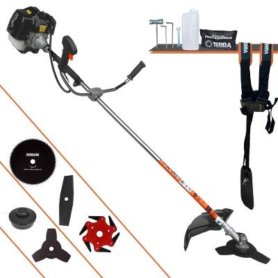 Roçadeira Profissional Lateral Terra Grh430 À Gasolina 43cc 2t 1,7hp + Faca 2 Pontas 330mm + Faca 80 Dentes 255mm + Fa
