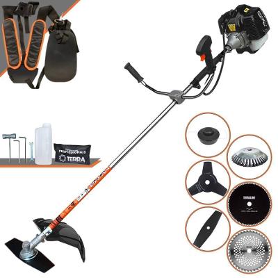 Roçadeira Profissional Terra Grh520 À Gasolina 52cc 2,5hp + Faca 3p Duraline + Faca 40d Duraline + Faca 80d Duraline +