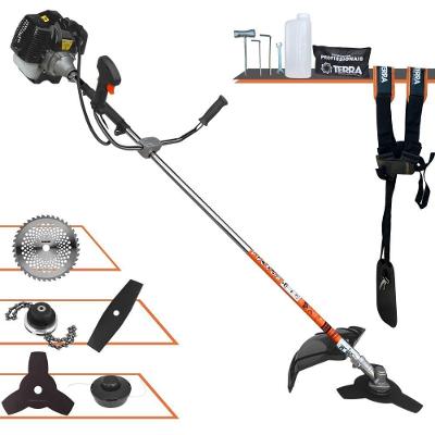Roçadeira Profissional Lateral Terra Grh430 À Gasolina 43cc 2t 1,7hp + Faca 2 Pontas Duraline 330mm + Faca 40 Dentes Du