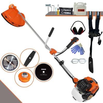 Roçadeira Profissional Lateral Terra Gr520xp À Gasolina 52cc 2t 2,5hp + Faca 2 Pontas Duraline 330mm + Faca 80 Dentes D