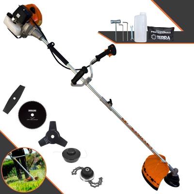 Roçadeira Profissional Lateral Terra Grhb430 À Gasolina 43cc 2t 1,7hp + Faca 3 Pontas 255mm 2,9mm + Faca 80 Dentes 255m