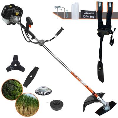 Roçadeira Profissional Lateral Terra Grh520 À Gasolina 52cc 2t 2,5hp + Faca 3 Pontas Duraline 255mm 2,9mm + Escova Rota
