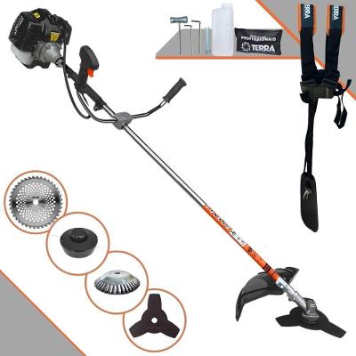 Roçadeira Profissional Lateral Terra Grh430 À Gasolina 43cc 1,7hp + Faca 40 Dentes Duraline 255mm 2mm + Escova Rotativa
