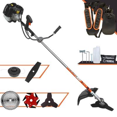 Roçadeira Profissional Lateral Terra Grh430 À Gasolina 43cc 2t 1,7hp + Faca 2 Pontas 330mm + Faca 40 Dentes 255mm + Fac