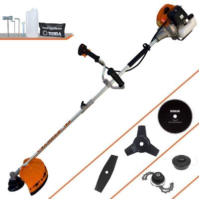 Roçadeira Profissional Lateral Terra Grhb430 À Gasolina 43cc 2t 1,7hp + Faca 3 Pontas 255mm 2,9mm + Faca 80 Dentes 255m
