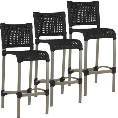 2 Banqueta Haiti Em Corda Náutica Alumínio Trama Original Preto