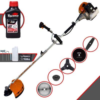 Roçadeira Profissional Terra Grhb430 À Gasolina 43cc 2t 1,7hp + Faca 3 Pontas + Faca 40 Dentes + Faca 80 Dentes + Óleo