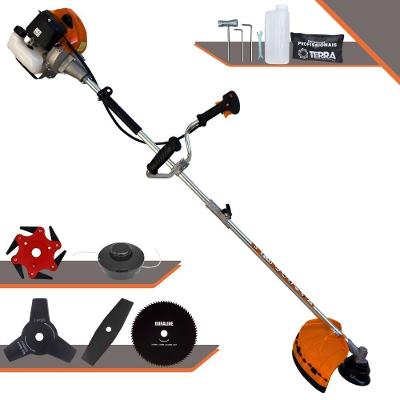 Roçadeira Profissional Lateral Terra Grhb430 À Gasolina 43cc 2t 1,7hp + Faca 3 Pontas 255mm 2,9mm + Faca 80 Dentes 255m
