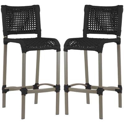 2 Banqueta Haiti Em Corda Náutica Alumínio Trama Original Preto
