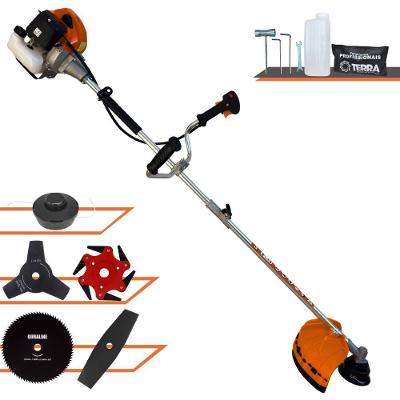 Roçadeira Profissional Lateral Terra Grhb430 À Gasolina 43cc 2t 1,7hp + Faca 3 Pontas 255mm 2,9mm + Faca 80 Dentes 255m