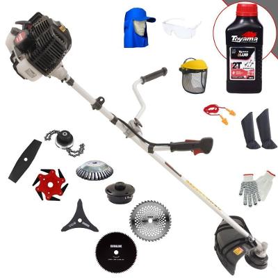 Roçadeira Kawashima Kw43le 43cc 1,7hp + Faca 2 Pontas + Faca 40 Dentes + Faca 80 Dentes + Trimmer + Escova 38c + Faca 6 Pontas