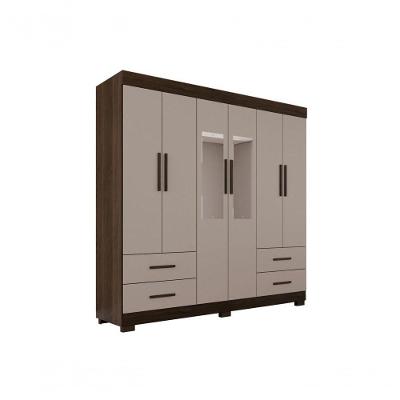 Guarda Roupas Casal Texas 6 Portas 4 Gavetas Com Espelho Salleto Savana/off White