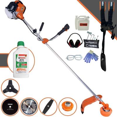 Roçadeira Profissional Lateral Terra Gr520xp À Gasolina 52cc 2t 2,5hp + Faca 2 Pontas 330mm + Faca 3 Pontas 255mm + Fac