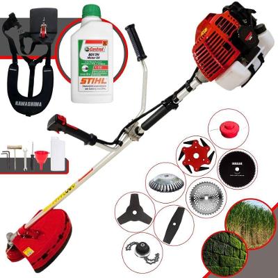 Roçadeira Kawashima Kw43l À Gasolina 43c 1,7hp + Faca 2 Pontas + Faca 40 Dentes + Faca 80 Dentes + Trimmer + Escova 38c